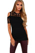 Sexy Black Cage Cutout Cold Shoulder Top